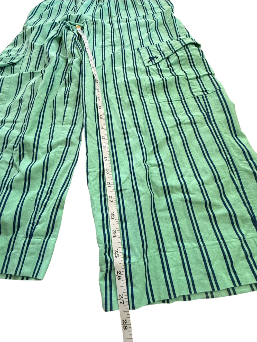 Damson Madder Cotton Linen Sydney Coastal Cargo Pants Mint Stripe UK 10 US 6 - Picture 10 of 13